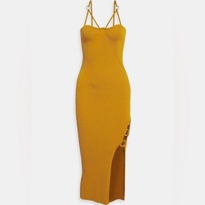 NTW marigold yellow Nicholas Jules ribbed knit midi dress